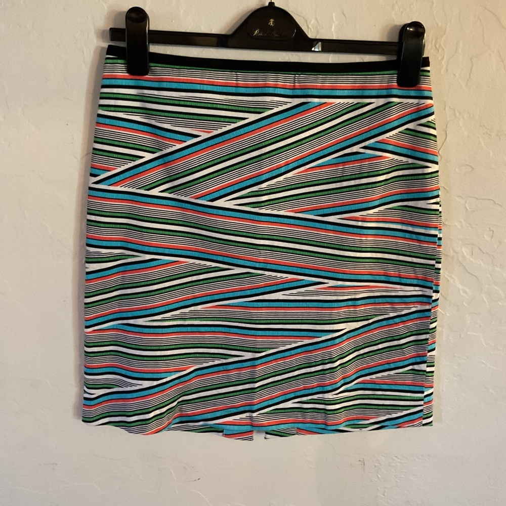 W by Worth Multicolor Striped Mini Skirt in Black, Green, Blue, Coral